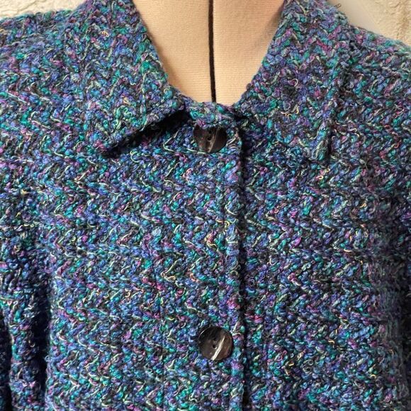 NWT Vintage Chico's Design Woven Jacket Sz 3 Textured Tweed Blazer large - Picture 2 of 13